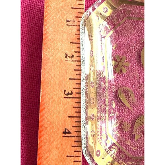 Georges Briard 3 Piece Clear Glass & Gold Plated Decorative Tray Set - Picture 13 of 16